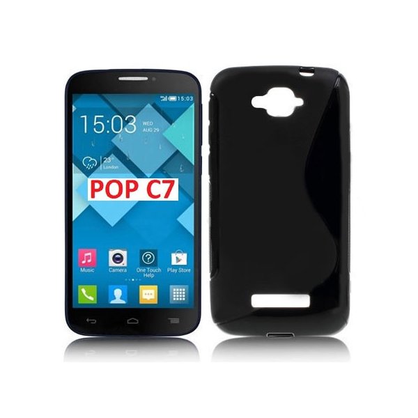 CUSTODIA GEL TPU SILICONE DOUBLE per ALCATEL ONE TOUCH POP C7, ONE TOUCH POP C7 DUAL SIM COLORE NERO