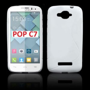 CUSTODIA GEL TPU SILICONE DOUBLE per ALCATEL ONE TOUCH POP C7, ONE TOUCH POP C7 DUAL SIM COLORE BIANCO