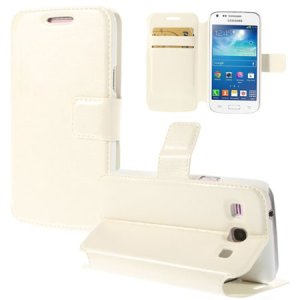 CUSTODIA FLIP ORIZZONTALE PELLE per SAMSUNG G3500 GALAXY CORE PLUS CON STAND, PORTA CARTE E CHIUSURA MAGNETICA COLORE BIANCO