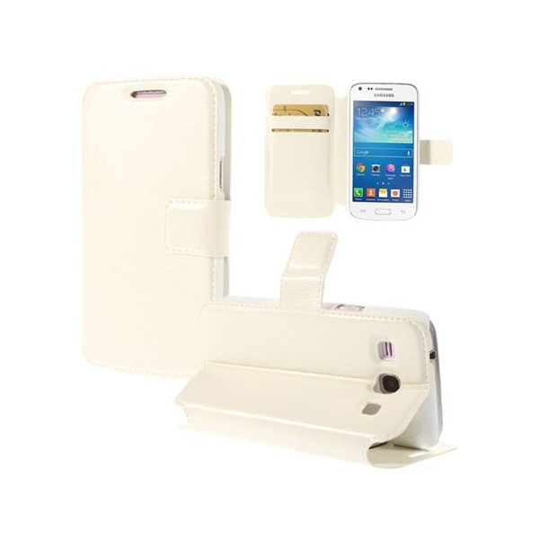 CUSTODIA FLIP ORIZZONTALE PELLE per SAMSUNG G3500 GALAXY CORE PLUS CON STAND, PORTA CARTE E CHIUSURA MAGNETICA COLORE BIANCO