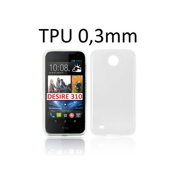 CUSTODIA GEL TPU SILICONE ULTRA SLIM 0,3mm per HTC DESIRE 310 COLORE BIANCO TRASPARENTE