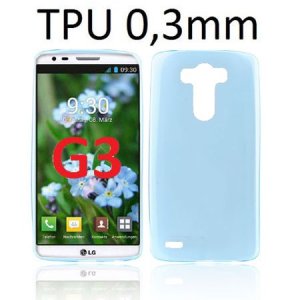 CUSTODIA GEL TPU SILICONE ULTRA SLIM 0,3mm per LG G3 D850, D855, LS990 COLORE AZZURRO TRASPARENTE