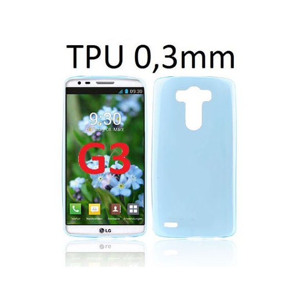 CUSTODIA GEL TPU SILICONE ULTRA SLIM 0,3mm per LG G3 D850, D855, LS990 COLORE AZZURRO TRASPARENTE