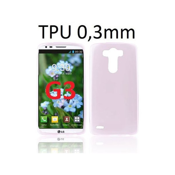 CUSTODIA GEL TPU SILICONE ULTRA SLIM 0,3mm per LG G3 D850, D855, LS990 COLORE ROSA TRASPARENTE