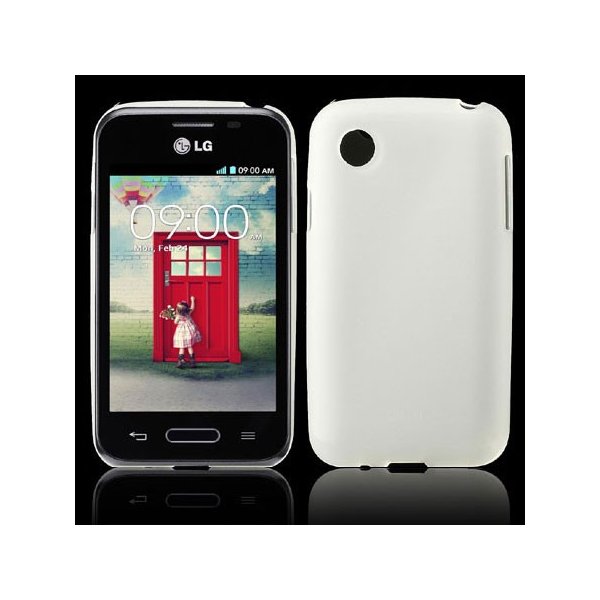 CUSTODIA GEL TPU SILICONE per LG L35 D150, L40 D160, L40 Dual Sim D170 COLORE BIANCO-TRASPARENTE