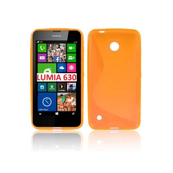 CUSTODIA GEL TPU SILICONE DOUBLE per NOKIA LUMIA 630 COLORE ARANCIONE