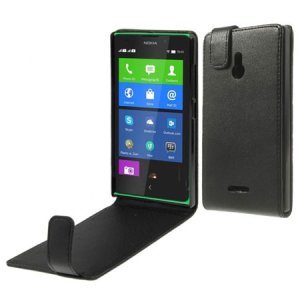 CUSTODIA FLIP VERTICALE PELLE per NOKIA XL COLORE NERO