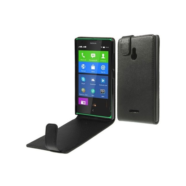 CUSTODIA FLIP VERTICALE PELLE per NOKIA XL COLORE NERO