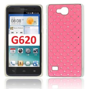 CUSTODIA BACK RIGIDA CON BRILLANTINI per HUAWEI ASCEND G620, C8816 COLORE ROSA (NO G620 4G)