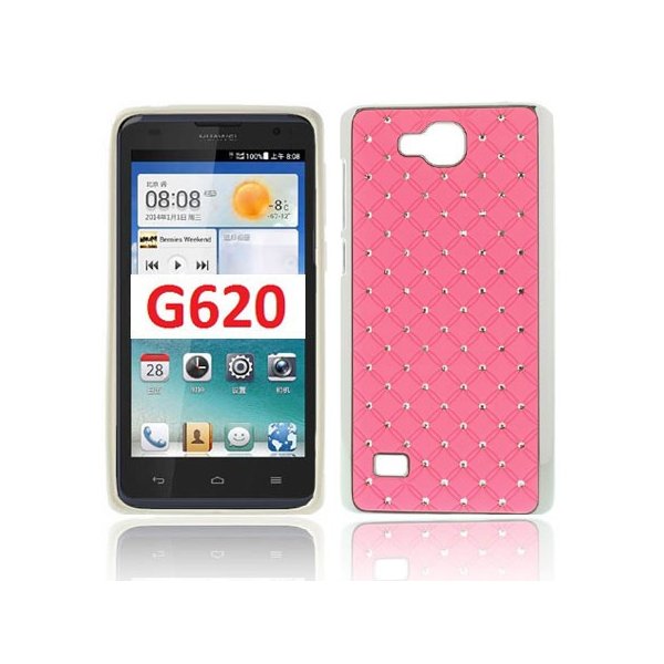 CUSTODIA BACK RIGIDA CON BRILLANTINI per HUAWEI ASCEND G620, C8816 COLORE ROSA (NO G620 4G)