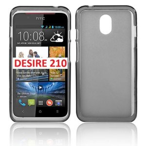 CUSTODIA GEL TPU SILICONE per HTC DESIRE 210 DUAL SIM COLORE NERO-TRASPARENTE