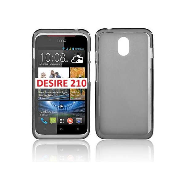 CUSTODIA GEL TPU SILICONE per HTC DESIRE 210 DUAL SIM COLORE NERO-TRASPARENTE