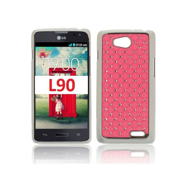 CUSTODIA BACK RIGIDA CON BRILLANTINI per LG L90 DUAL D410 COLORE ROSA