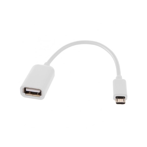 ADATTATORE DA MICRO USB MASCHIO A USB FEMMINA OTG CON CAVO COLORE BIANCO