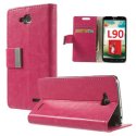 CUSTODIA FLIP ORIZZONTALE SIMILPELLE per LG L90 DUAL D410 CON STAND E TASCHE PORTA CARTE COLORE ROSA