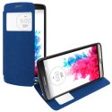 CUSTODIA FLIP ORIZZONTALE PELLE per LG G3 D850, D855, LS990 CON FINESTRA ID ED INTERNO IN TPU SILICONE COLORE BLU