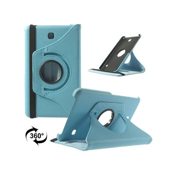 CUSTODIA BOOK PELLE GIREVOLE per SAMSUNG GALAXY TAB 4 7.0, SM-T230, 7" POLLICI CON STAND E CHIUSURA ELASTICO COLORE AZZURRO