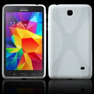 CUSTODIA GEL TPU SILICONE DOUBLE X-LINE per SAMSUNG GALAXY TAB 4 7.0, SM-T230, 7" POLLICI COLORE BIANCO