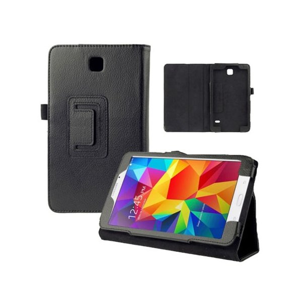 CUSTODIA BOOK PELLE per SAMSUNG GALAXY TAB 4 7.0, SM-T230, 7" POLLICI CON STAND E PORTA PENNA COLORE NERO