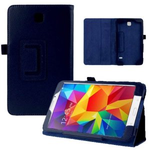 CUSTODIA BOOK PELLE per SAMSUNG GALAXY TAB 4 7.0, SM-T230, 7" POLLICI CON STAND E PORTA PENNA COLORE BLU