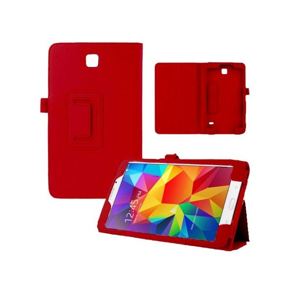 CUSTODIA BOOK PELLE per SAMSUNG GALAXY TAB 4 7.0, SM-T230, 7" POLLICI CON STAND E PORTA PENNA COLORE ROSSO