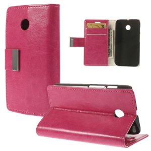 CUSTODIA FLIP ORIZZONTALE PELLE per MOTOROLA MOTO E CON STAND E TASCHE PORTA CARTE COLORE ROSA