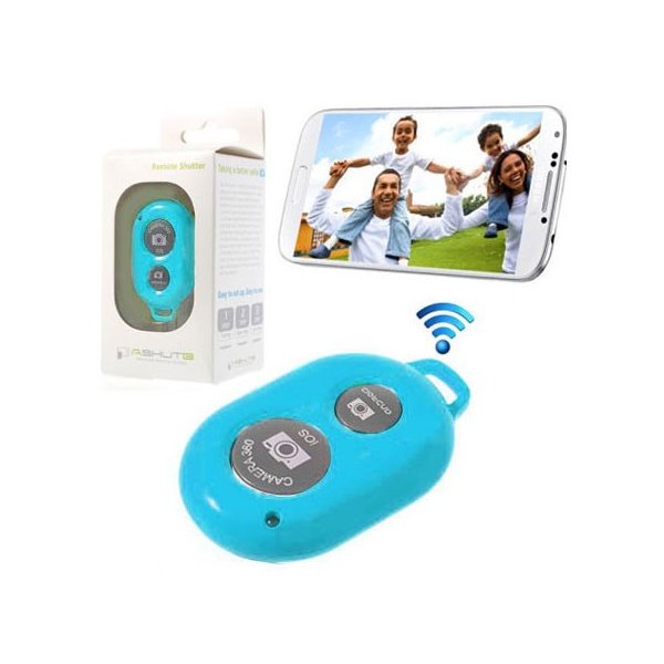 TELECOMANDO BLUETOOTH AUTOSCATTO FOTOCAMERA PER ANDROID E IOS FINO A 10MT COLORE BLU SEGUE COMPATIBILITA'...