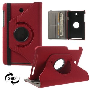 CUSTODIA BOOK PELLE GIREVOLE per ASUS MeMO PAD HD 7, ME173, ME173X, 7" POLLICI CON STAND E CHIUSURA ELASTICO COLORE ROSSO