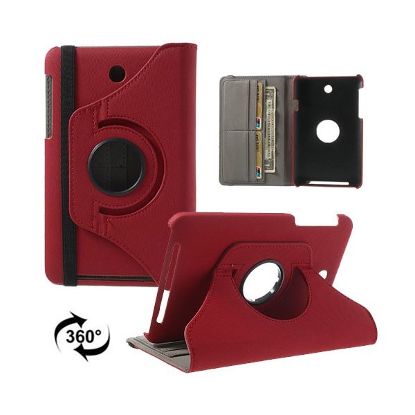 CUSTODIA BOOK PELLE GIREVOLE per ASUS MeMO PAD HD 7, ME173, ME173X, 7" POLLICI CON STAND E CHIUSURA ELASTICO COLORE ROSSO