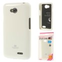 CUSTODIA GEL TPU SILICONE per LG L70 D320N, L70 DUAL SIM D325 COLORE BIANCO LUCIDO CON GLITTER ALTA QUALITA' MERCURY BLISTER