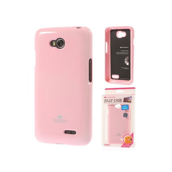 CUSTODIA GEL TPU SILICONE per LG L70 D320N, L70 DUAL SIM D325 COLORE ROSA LUCIDO CON GLITTER ALTA QUALITA' MERCURY BLISTER