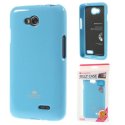 CUSTODIA GEL TPU SILICONE per LG L70 D320N, L70 DUAL SIM D325 COLORE AZZURRO LUCIDO CON GLITTER ALTA QUALITA' MERCURY BLISTER