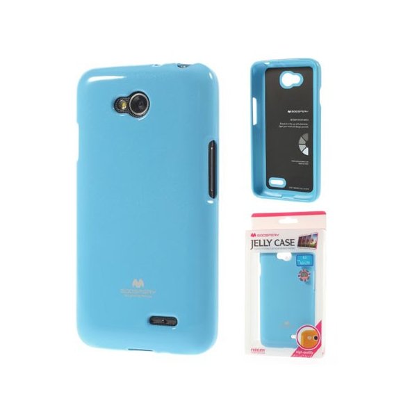 CUSTODIA GEL TPU SILICONE per LG L70 D320N, L70 DUAL SIM D325 COLORE AZZURRO LUCIDO CON GLITTER ALTA QUALITA' MERCURY BLISTER