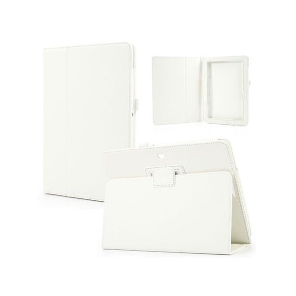 CUSTODIA BOOK ORIZZONTALE PELLE per ASUS MeMO PAD 10, ME102A, 10" POLLICI CON STAND E PORTA PENNA COLORE BIANCO