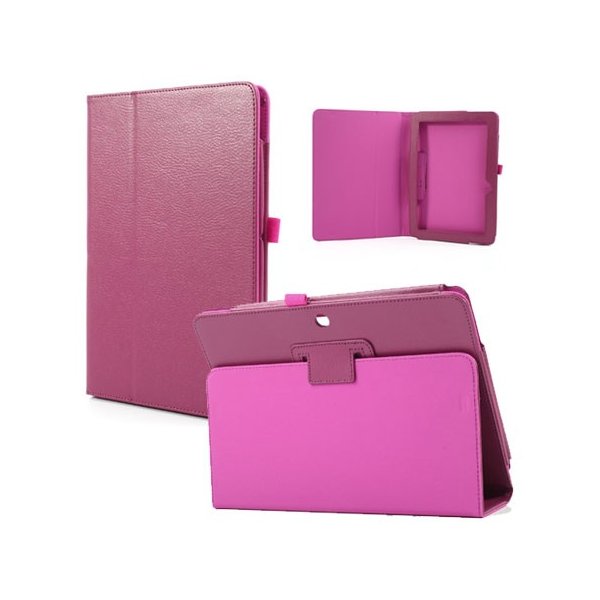 CUSTODIA BOOK ORIZZONTALE PELLE per ASUS MeMO PAD 10, ME102A, 10" POLLICI CON STAND E PORTA PENNA COLORE ROSA