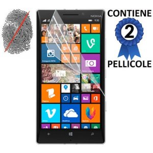 PELLICOLA PROTEGGI DISPLAY ANTI IMPRONTA per NOKIA LUMIA ICON 929, LUMIA 930 CONFEZIONE 2 PEZZI