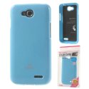 CUSTODIA GEL TPU SILICONE per LG L90 DUAL D410 COLORE AZZURRO LUCIDO CON GLITTER ALTA QUALITA' MERCURY BLISTER