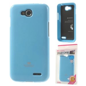 CUSTODIA GEL TPU SILICONE per LG L90 DUAL D410 COLORE AZZURRO LUCIDO CON GLITTER ALTA QUALITA' MERCURY BLISTER