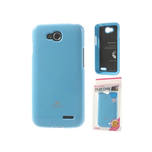 CUSTODIA GEL TPU SILICONE per LG L90 DUAL D410 COLORE AZZURRO LUCIDO CON GLITTER ALTA QUALITA' MERCURY BLISTER