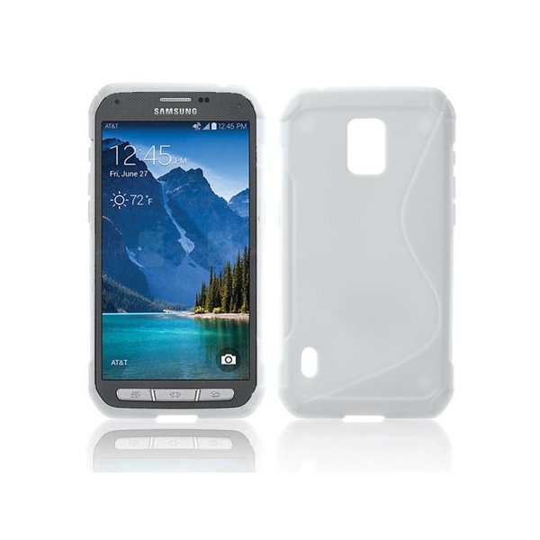 CUSTODIA GEL TPU SILICONE DOUBLE per SAMSUNG G870 GALAXY S5 ACTIVE COLORE BIANCO