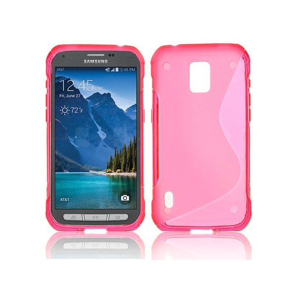 CUSTODIA GEL TPU SILICONE DOUBLE per SAMSUNG G870 GALAXY S5 ACTIVE COLORE ROSA