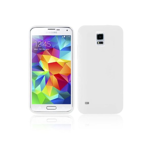 CUSTODIA GEL TPU SILICONE LUCIDA per SAMSUNG G900F GALAXY S5, GALAXY S5 NEO G903F, GALAXY S5 PLUS COLORE BIANCO