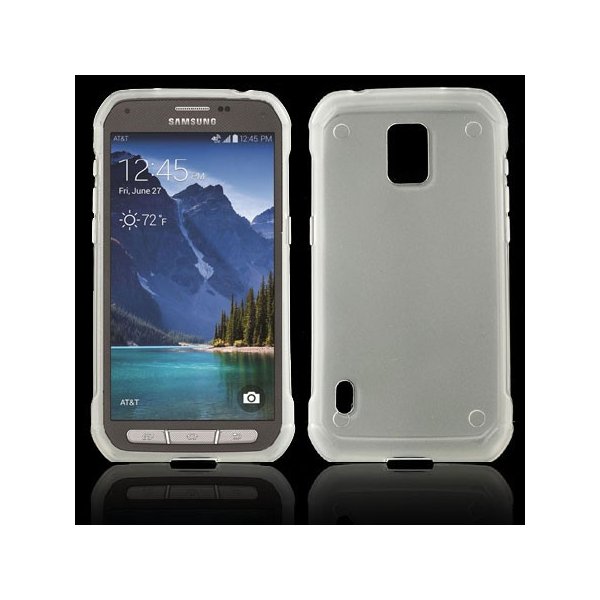 CUSTODIA GEL TPU SILICONE per SAMSUNG G870 GALAXY S5 ACTIVE COLORE BIANCO-TRASPARENTE