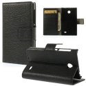 CUSTODIA FLIP ORIZZONTALE PELLE RUVIDA per NOKIA X, X+ CON STAND E PORTA CARTE COLORE NERO