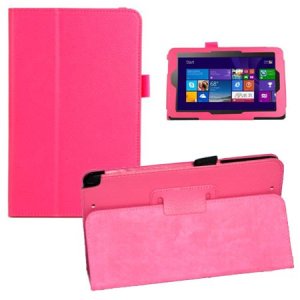 CUSTODIA BOOK ORIZZONTALE PELLE per ASUS VivoTab NOTE 8, M80TA, 8" POLLICI CON STAND E PORTA PENNA COLORE ROSA