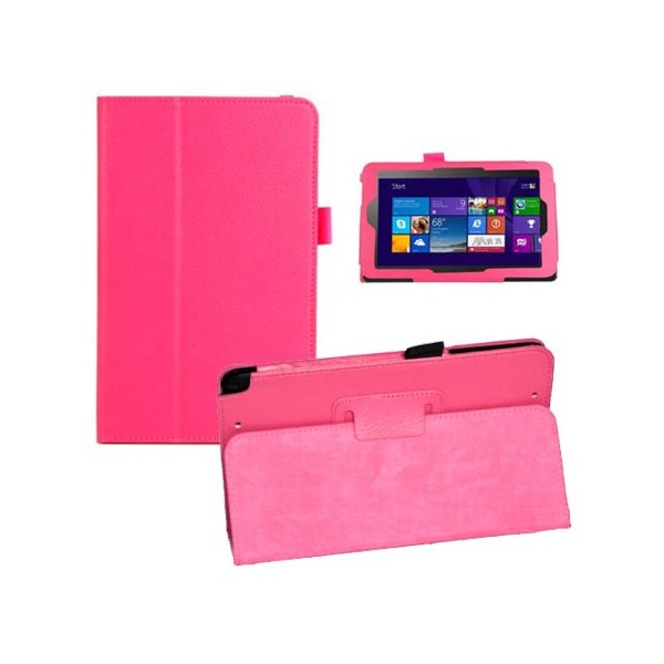 CUSTODIA BOOK ORIZZONTALE PELLE per ASUS VivoTab NOTE 8, M80TA, 8" POLLICI CON STAND E PORTA PENNA COLORE ROSA