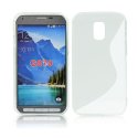 CUSTODIA GEL TPU SILICONE DOUBLE per SAMSUNG G870 GALAXY S5 ACTIVE COLORE BIANCO-TRASPARENTE