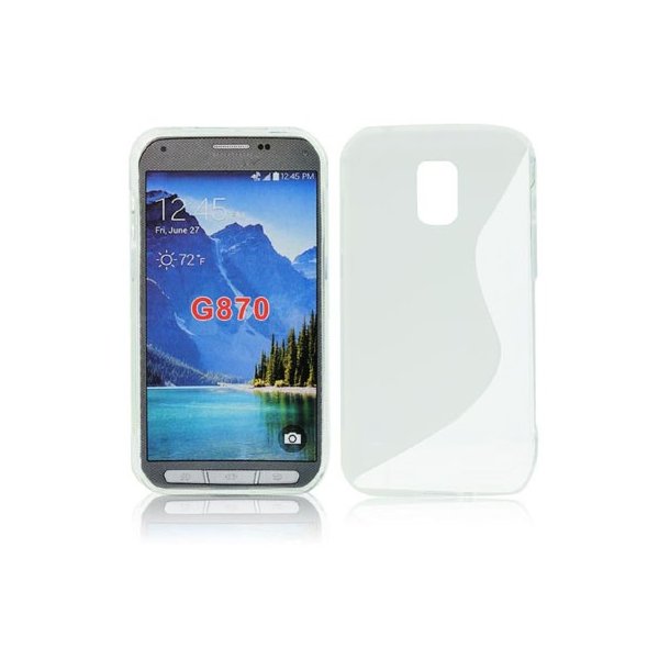 CUSTODIA GEL TPU SILICONE DOUBLE per SAMSUNG G870 GALAXY S5 ACTIVE COLORE BIANCO-TRASPARENTE