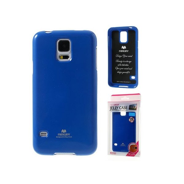 CUSTODIA GEL TPU SILICONE per SAMSUNG G900F GALAXY S5, S5 NEO G903F COLORE BLU LUCIDO CON GLITTER ALTA QUALITA' MERCURY BLISTER