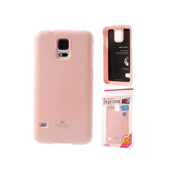 CUSTODIA GEL TPU SILICONE per SAMSUNG G900F GALAXY S5, S5 NEO G903F COLORE ROSA LUCIDO CON GLITTER ALTA QUALITA' MERCURY BLISTER